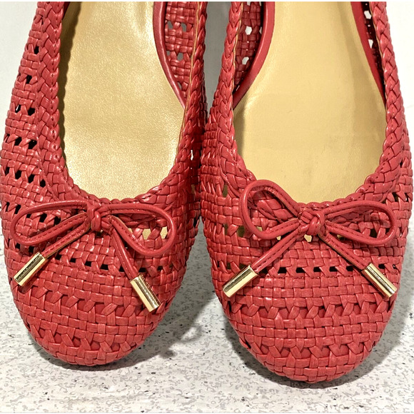 Talbots Pink Ballet Flats Woven Faux Leather Casual Shoes Bow Details US 7.5M - Picture 3 of 10
